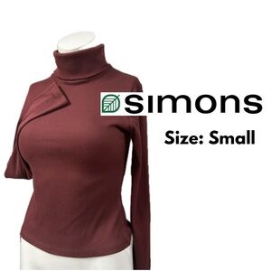 🆂 Simons TWIK Burgundy Ribbed Turtleneck Top
